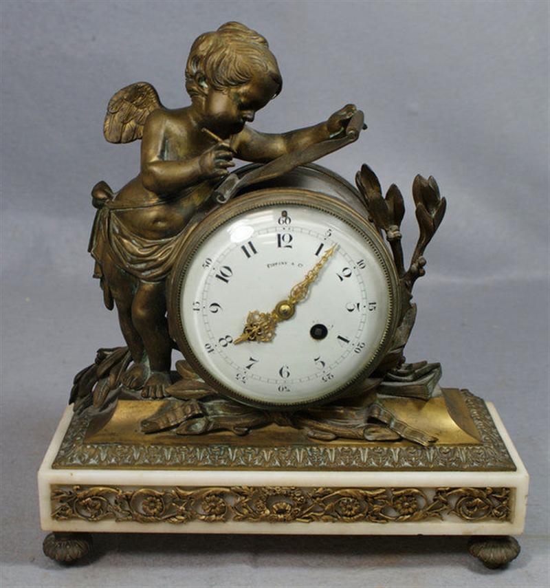 3 pc bronze figural French mantel