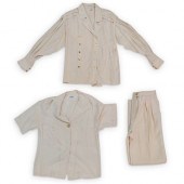 (3 PC) CHANEL BEIGE BLOUSE & P
