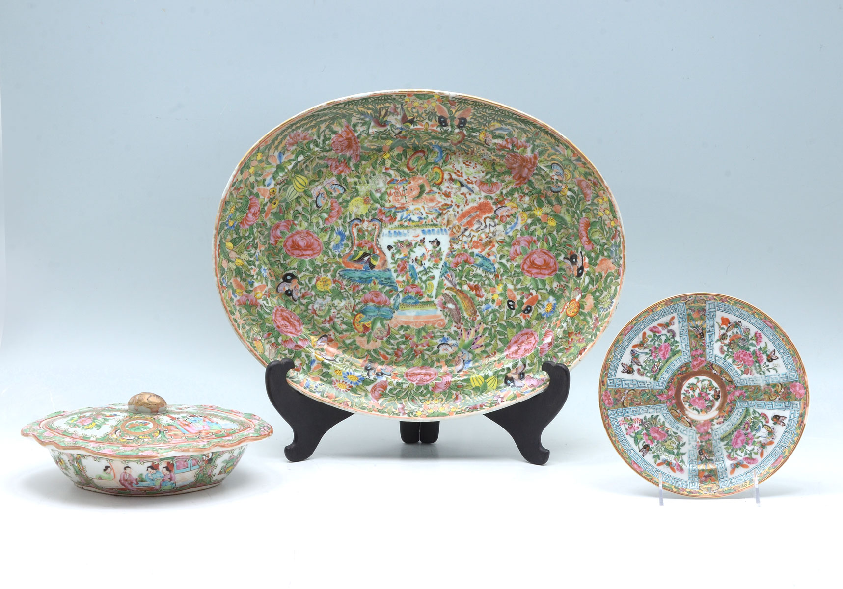 3 PC. CHINESE 19TH C. ROSE