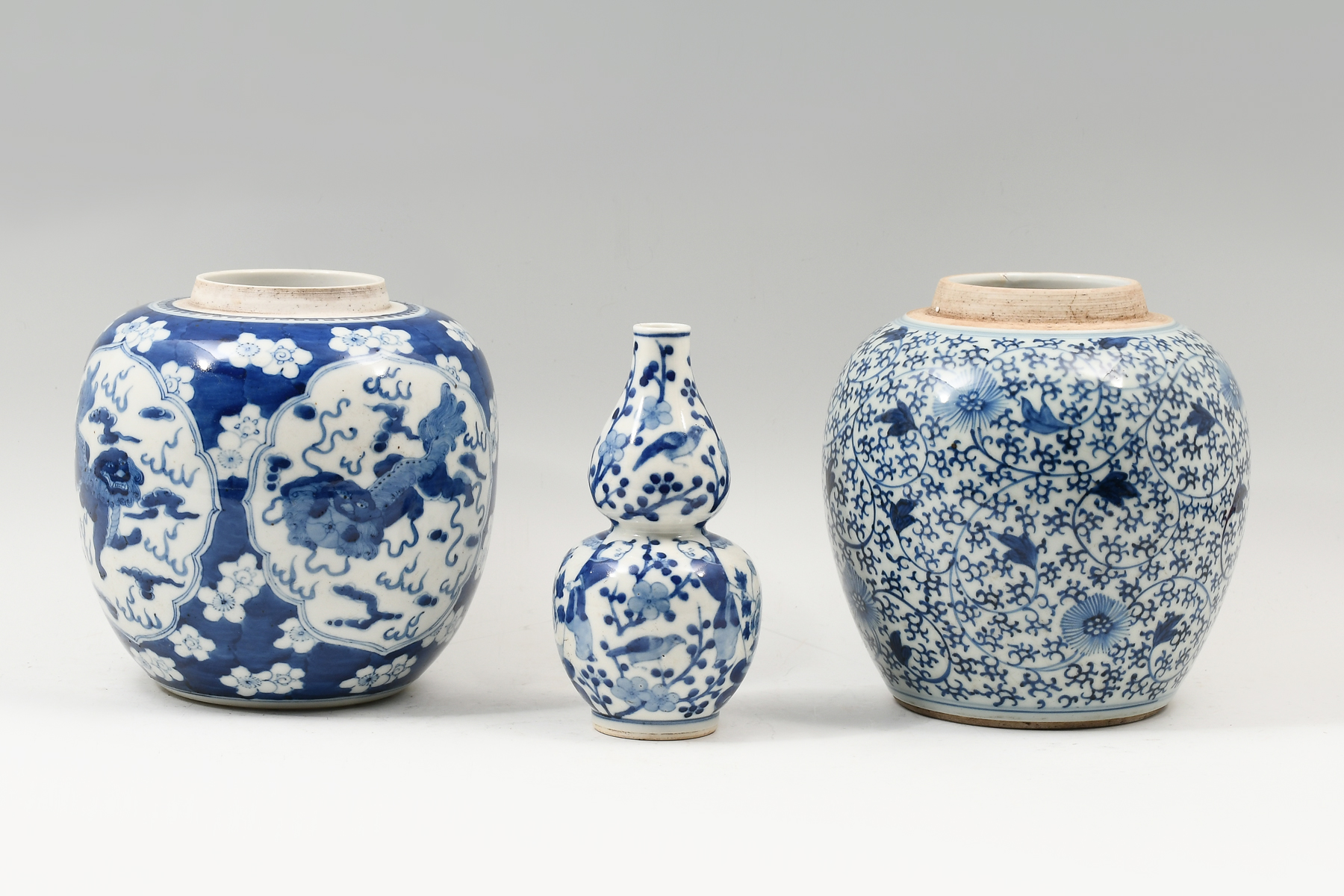 3 PC. CHINESE BLUE & WHITE JARS &