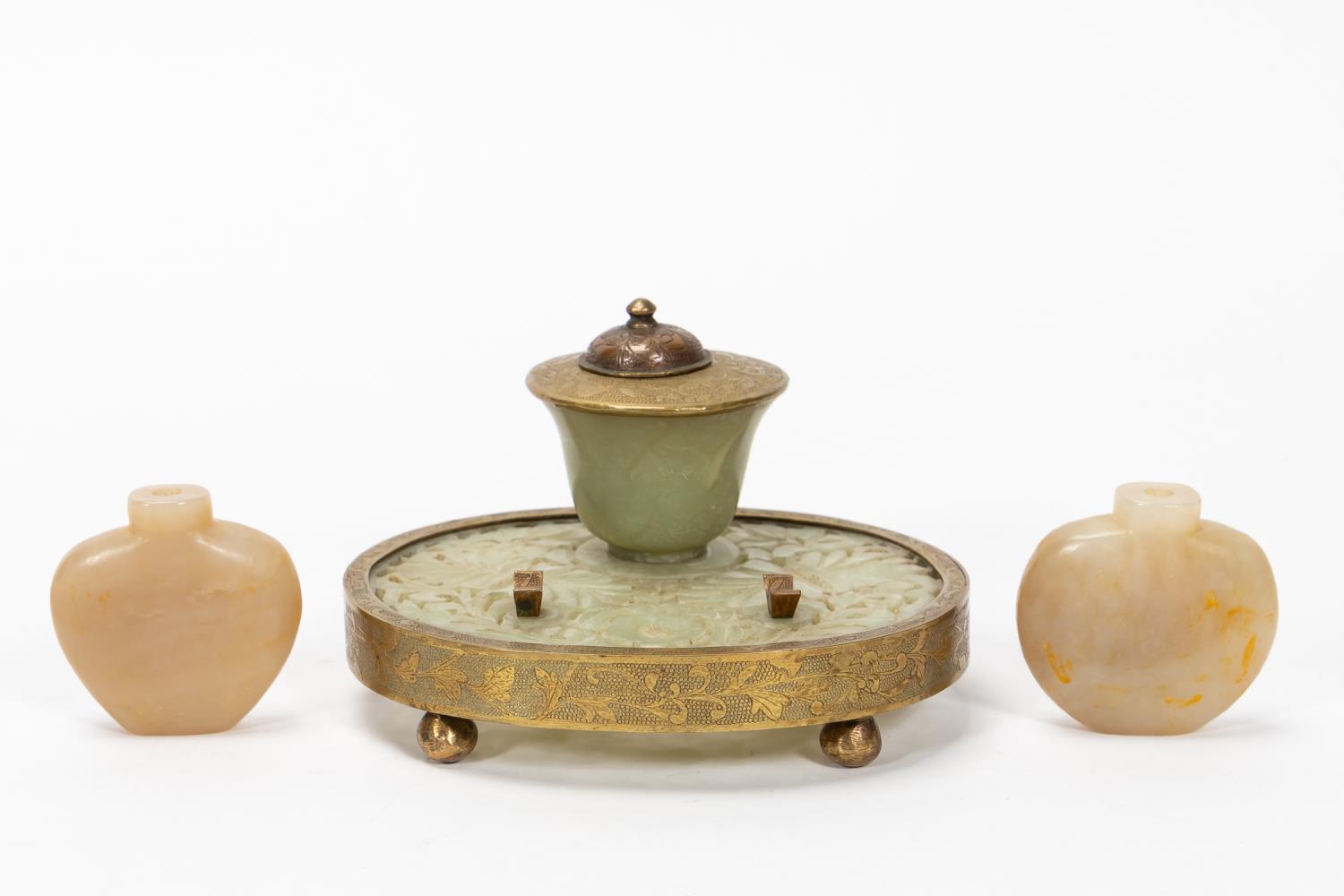 3 PC., CHINESE CARVED JADE