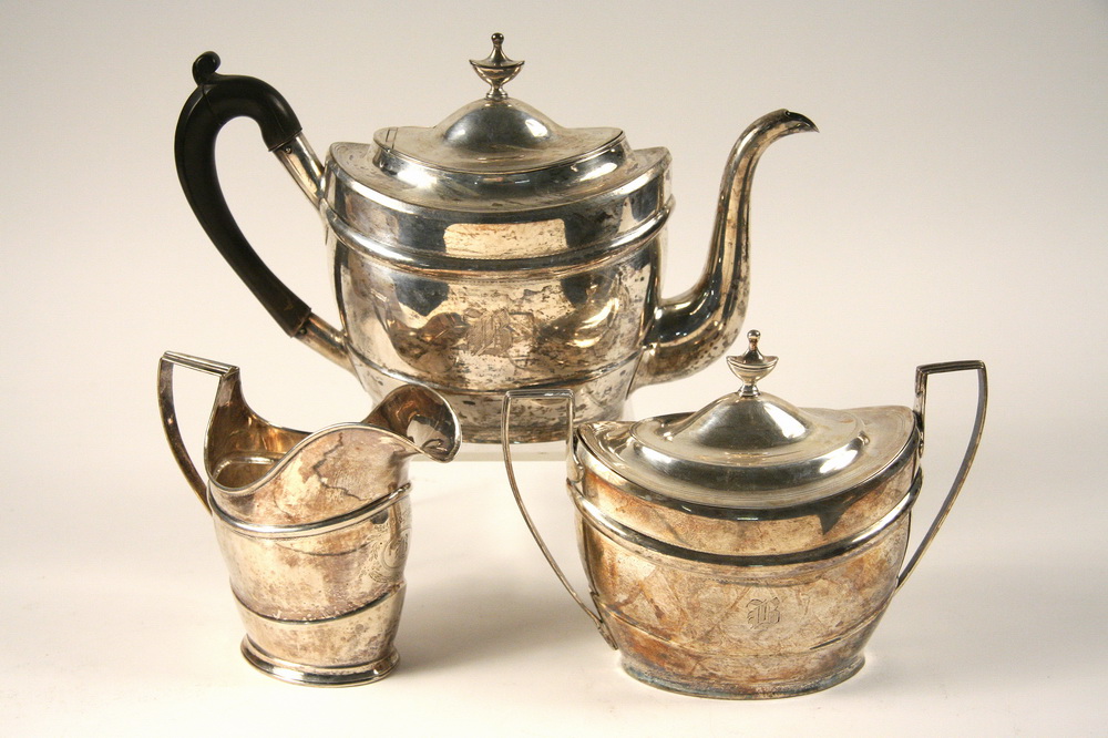 (3 PC) COIN SILVER TEA SET -