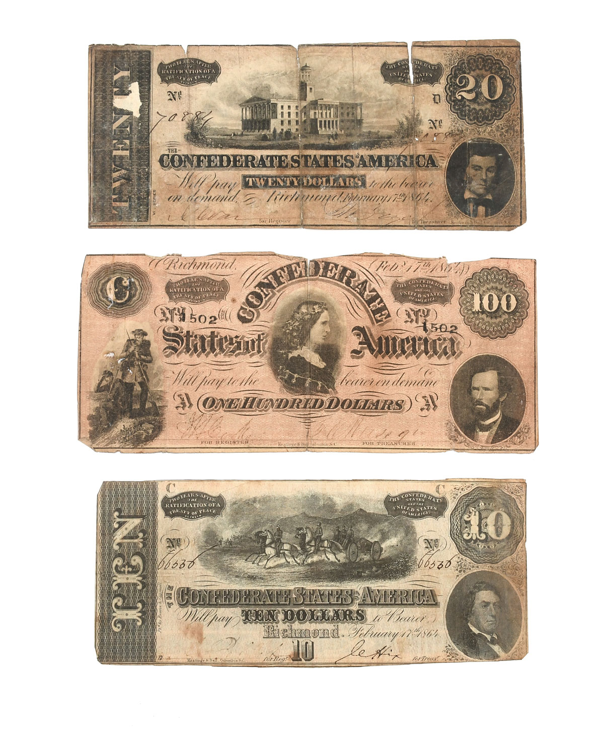 3 PC. CONFEDERATE BILL