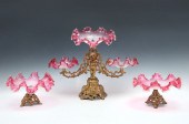 3 PC. CRANBERRY EPERGNE SET: C