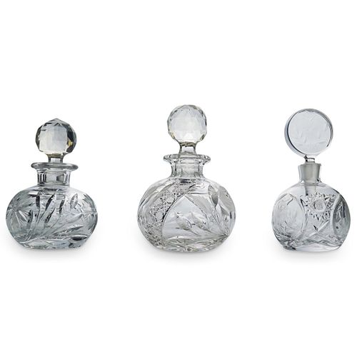 (3 PC) CUT GLASS PERFUME BOTTLES