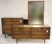 3 PC. DIXIE WALNUT MCM BEDROOM