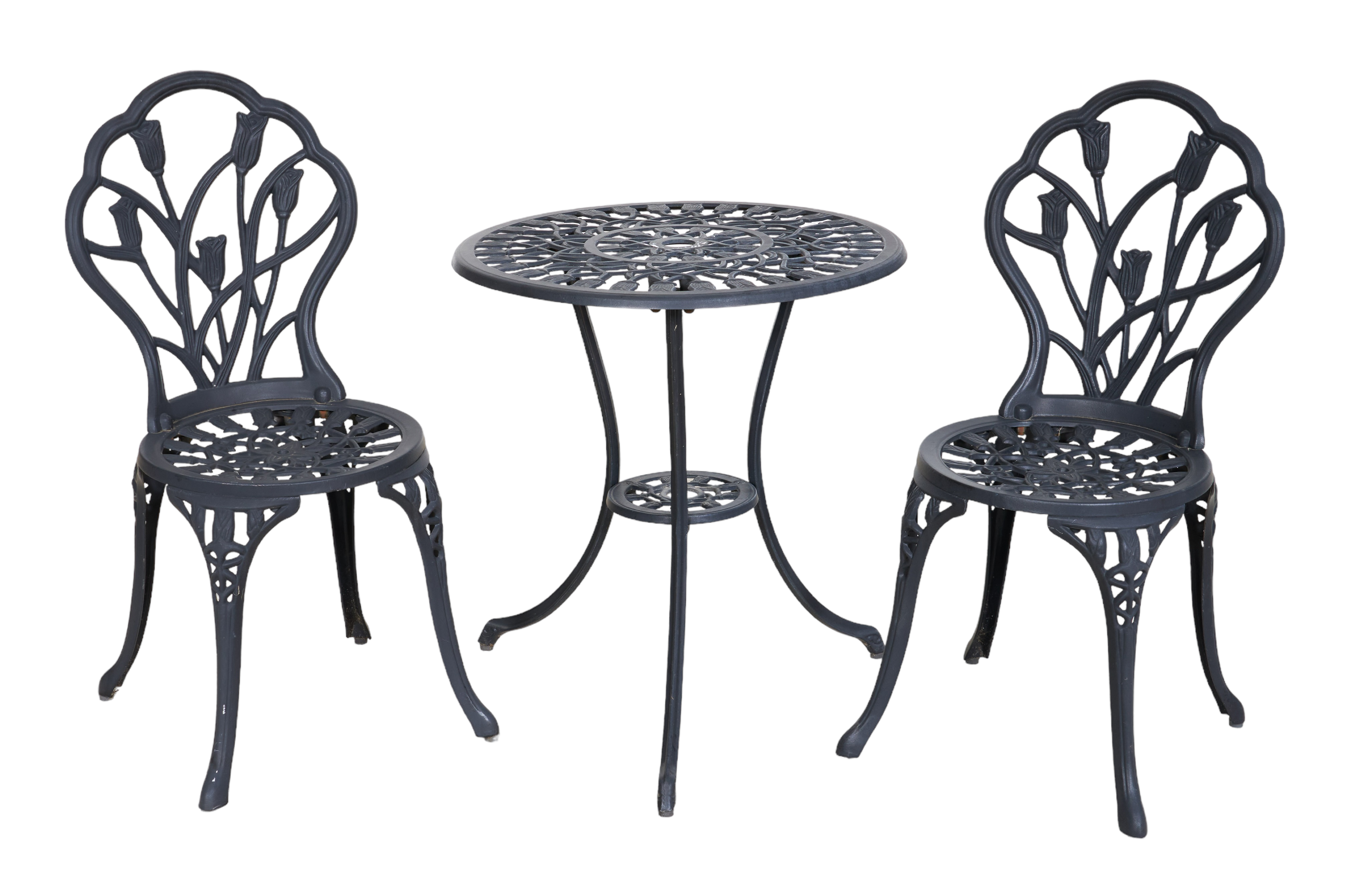 (3) pc ebonized metal patio