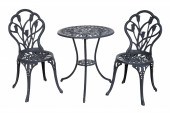 (3) pc ebonized metal patio di