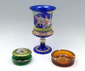 3 PC. ENAMELED MURANO ART GLAS