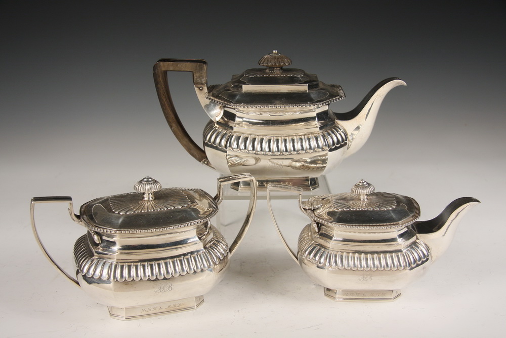 (3 PC) ENGLISH STERLING TEA SET -