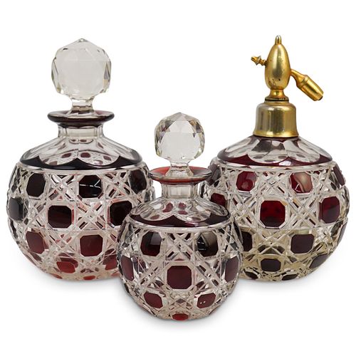 (3 PC) EUROPEAN CUT GLASS VANITY
