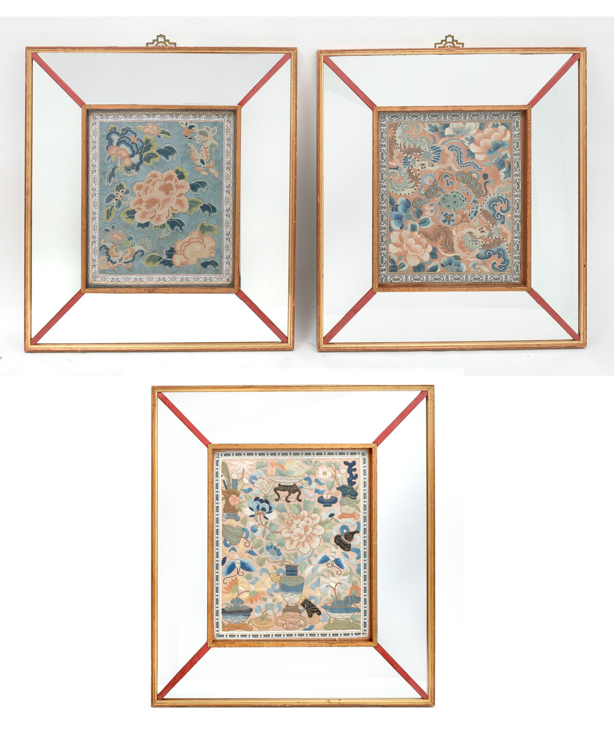 3 PC. FRAMED CHINESE SILK FORBIDDEN