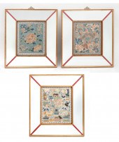 3 PC. FRAMED CHINESE SILK FORB