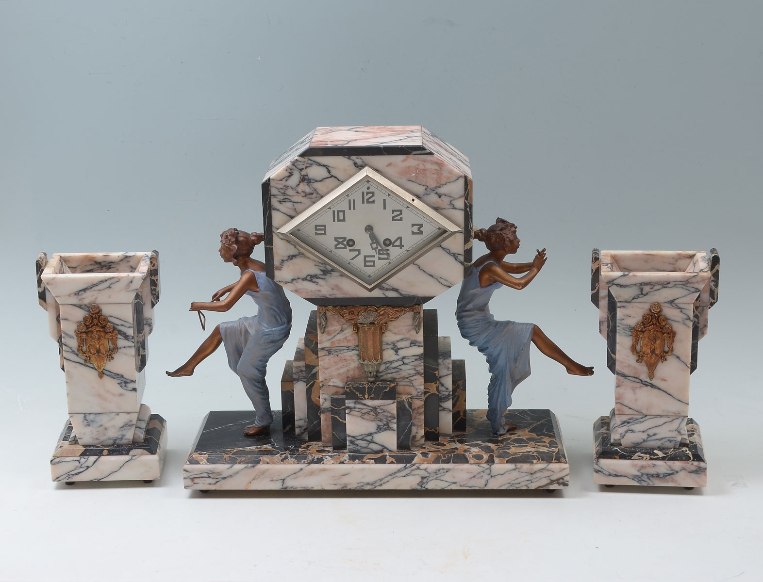 3 PC. FRENCH ART DECO CLOCK