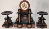 3 PC. FRENCH BRONZE MTD ONYX A