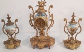 3 PC. FRENCH GILT BRONZE AND P