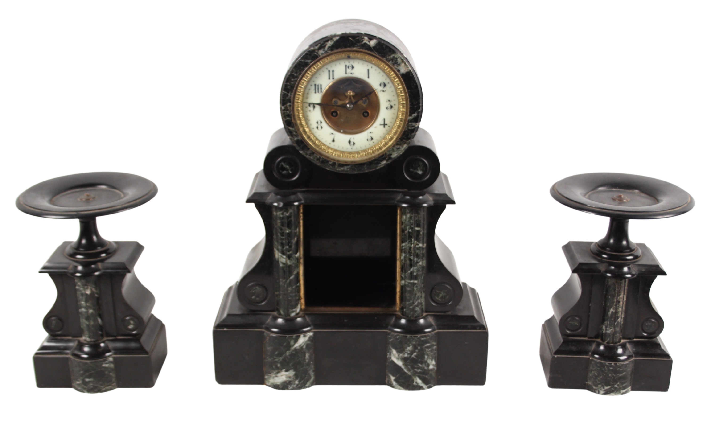3 PC. FRENCH MARBLE AND ONYX