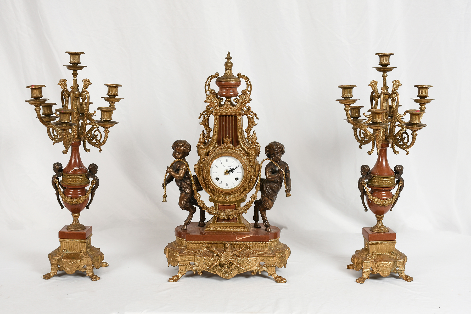 3 PC. GILT BRONZE IMPERIAL