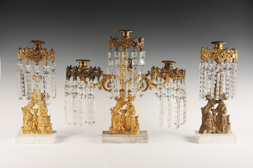 (3 PC) GIRANDOLE SET - 1830s Ornate