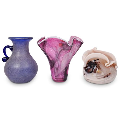 (3 PC) HAND BLOWN ART GLASS