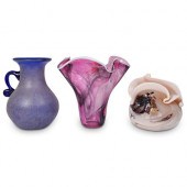 (3 PC) HAND BLOWN ART GLASS VA