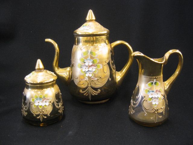 3 pc. Italian Art Glass Tea Set