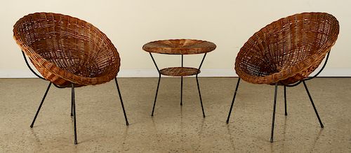 3 PC. ITALIAN RATTAN SET IN