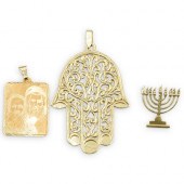 (3 PC) JUDAICA 14K GOLD PENDAN