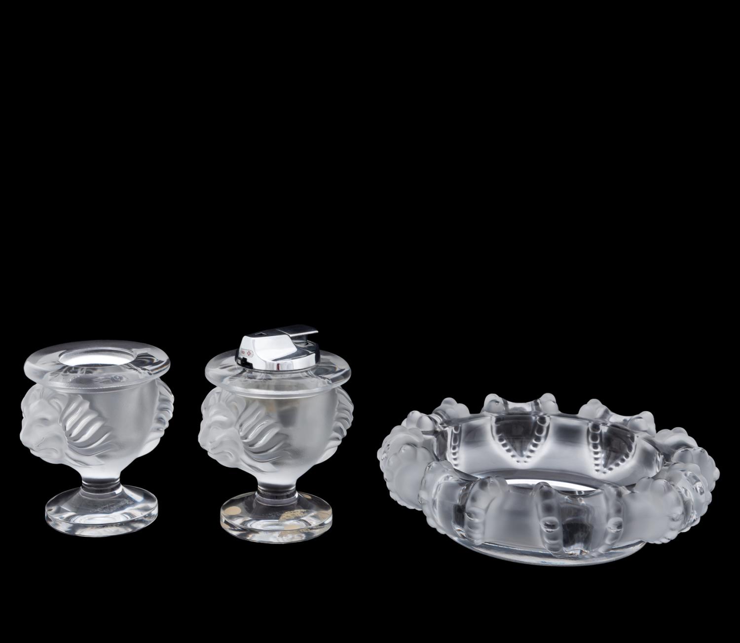 3 PC, LALIQUE LION & CANNES SMOKING