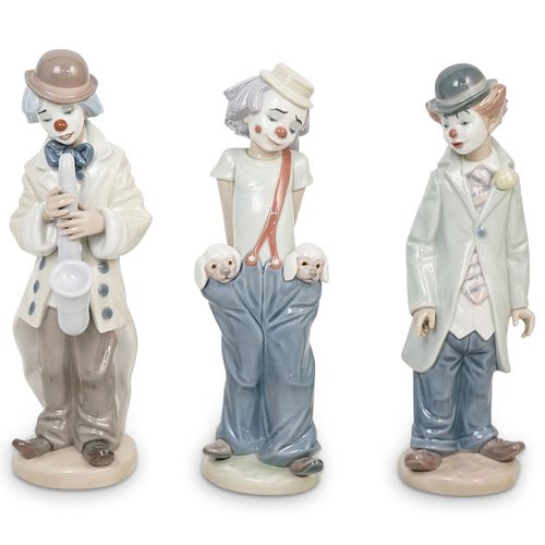 (3 PC) LLADRO PORCELAIN CLOWN