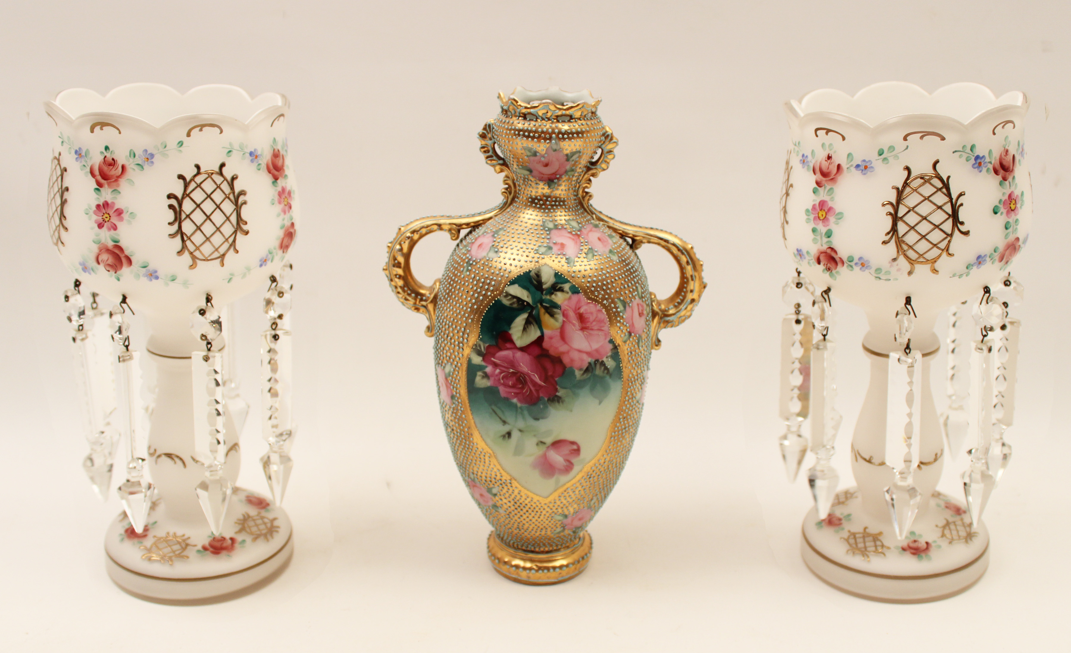 3 PC. LOT;  NIPPON VASE AND PR OF