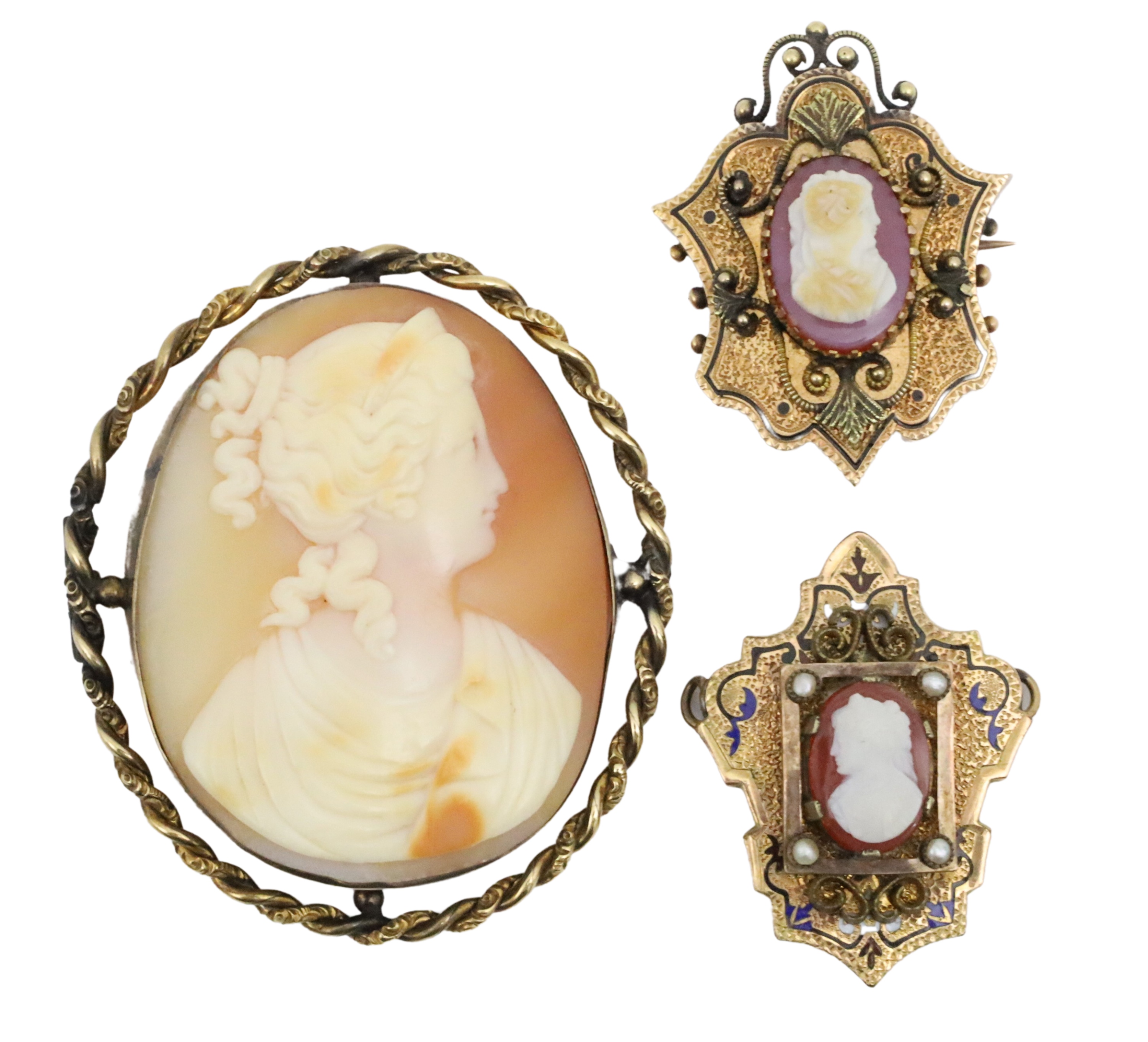 3 PC. LOT OF CAMEO BROOCHES 3 piece