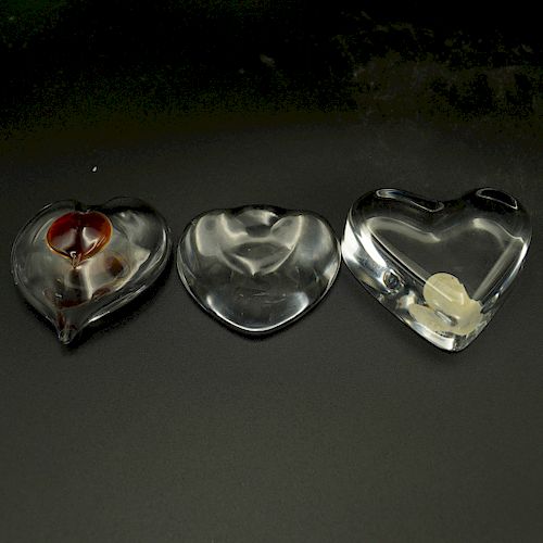 (3 PC) LOT OF CRYSTAL HEART