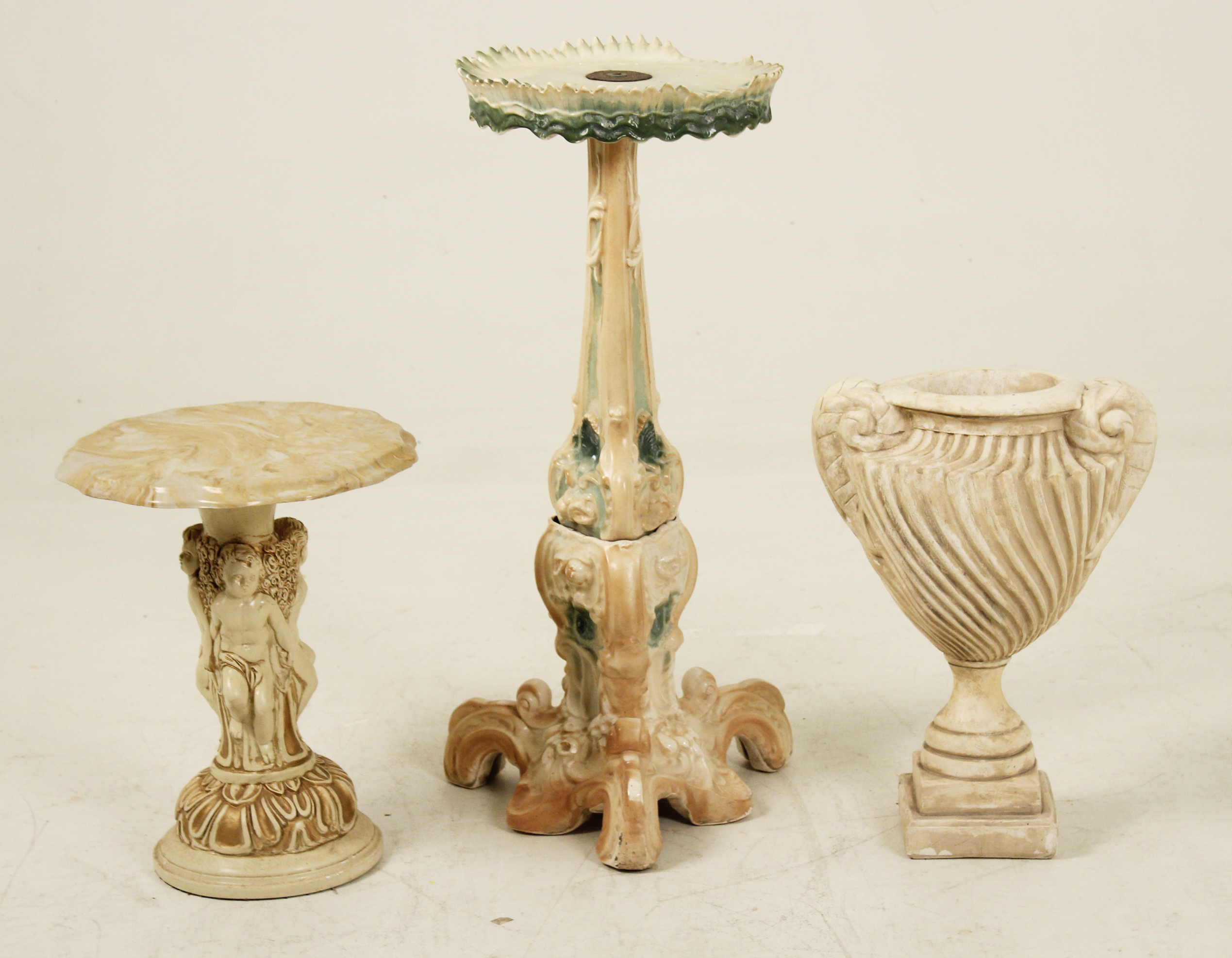 3 PC. LOT;  POLYCHROME PEDESTAL,