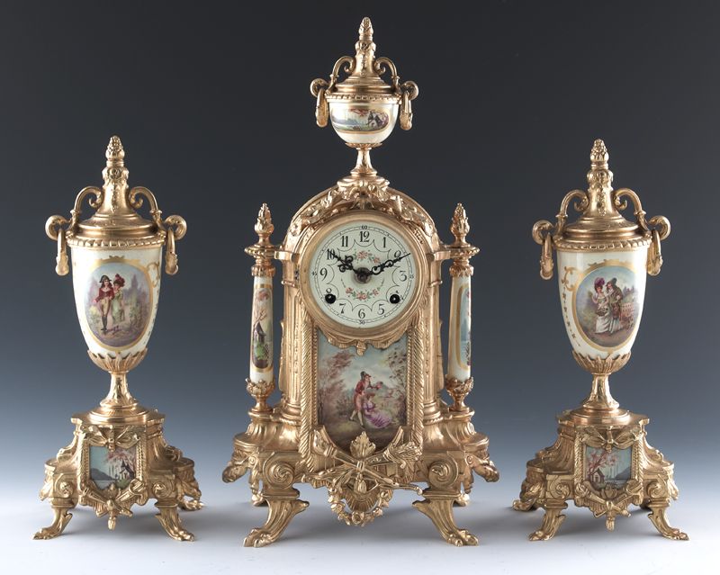3 Pc. Louis XVI style porcelain and
