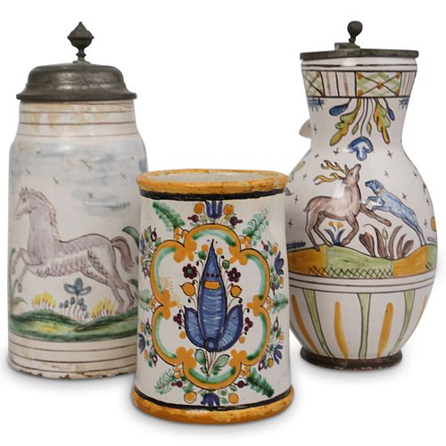(3 PC) MAJOLICA PORCELAIN