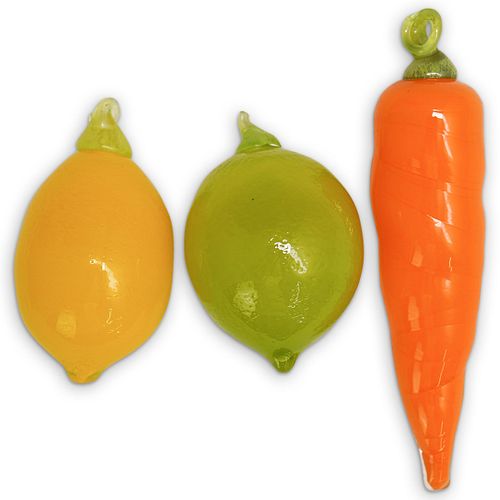 (3 PC) MURANO GLASS FRUITS /