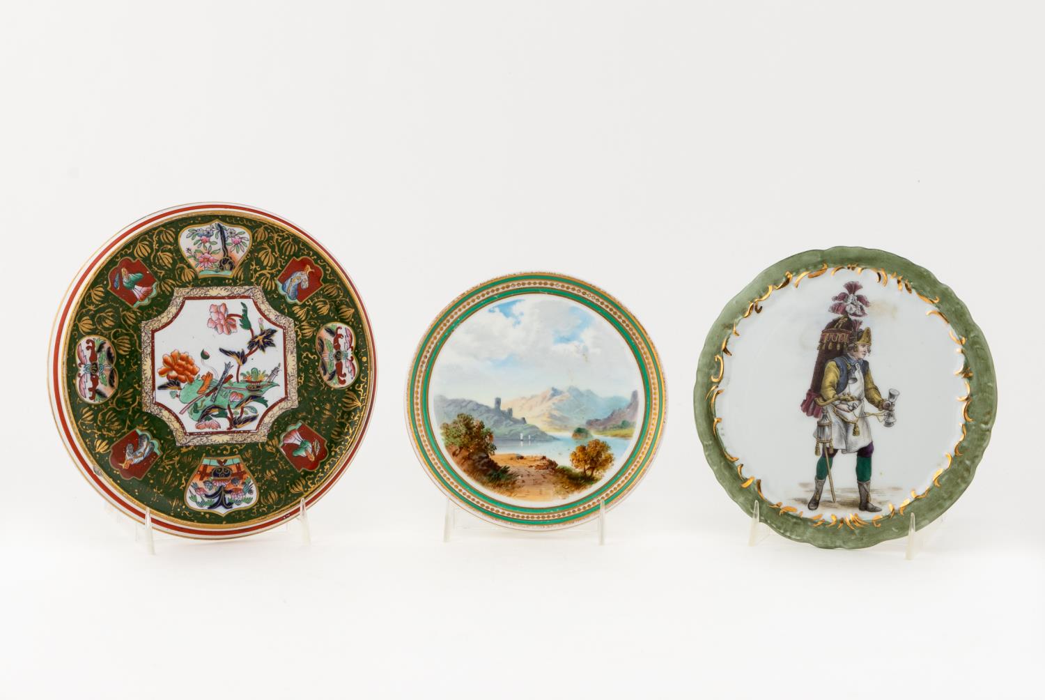 3 PC, PAINTED PORCELAIN TRIVETS,