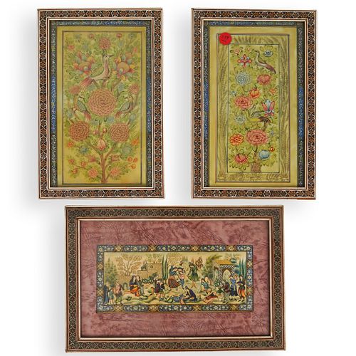 (3 PC) PERSIAN PAINTINGS ON