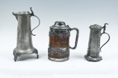 3 PC. PEWTER & WOOD STEIN COLL