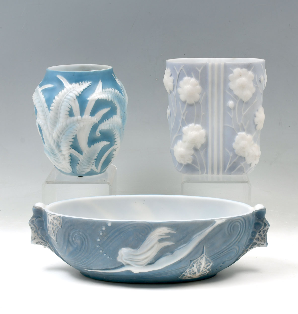 3 PC. PHOENIX GLASS VESES & NUDE