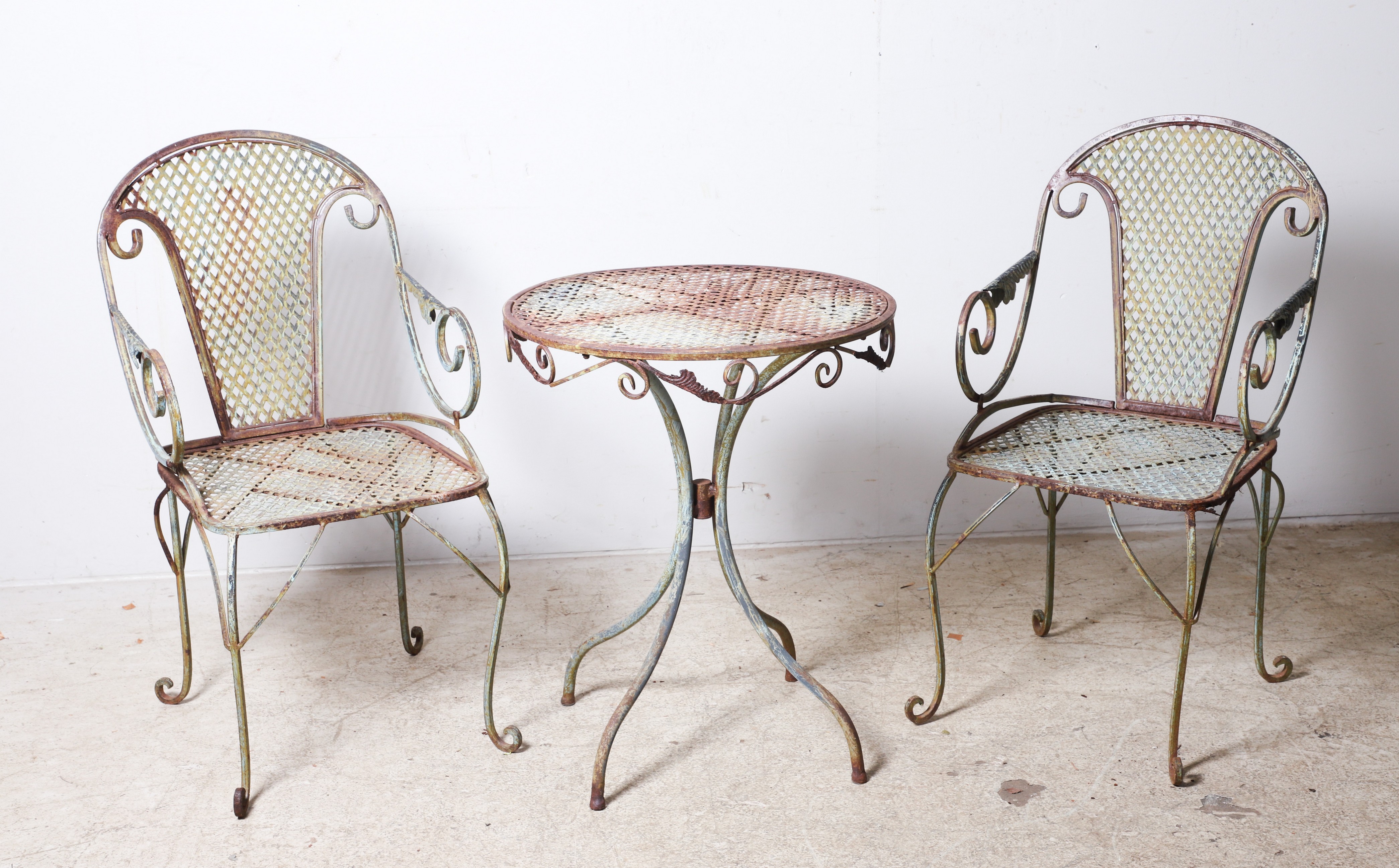 (3) pc pierced iron painted patio