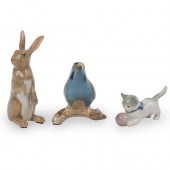 (3 PC) PORCELAIN ANIMAL FIGURI