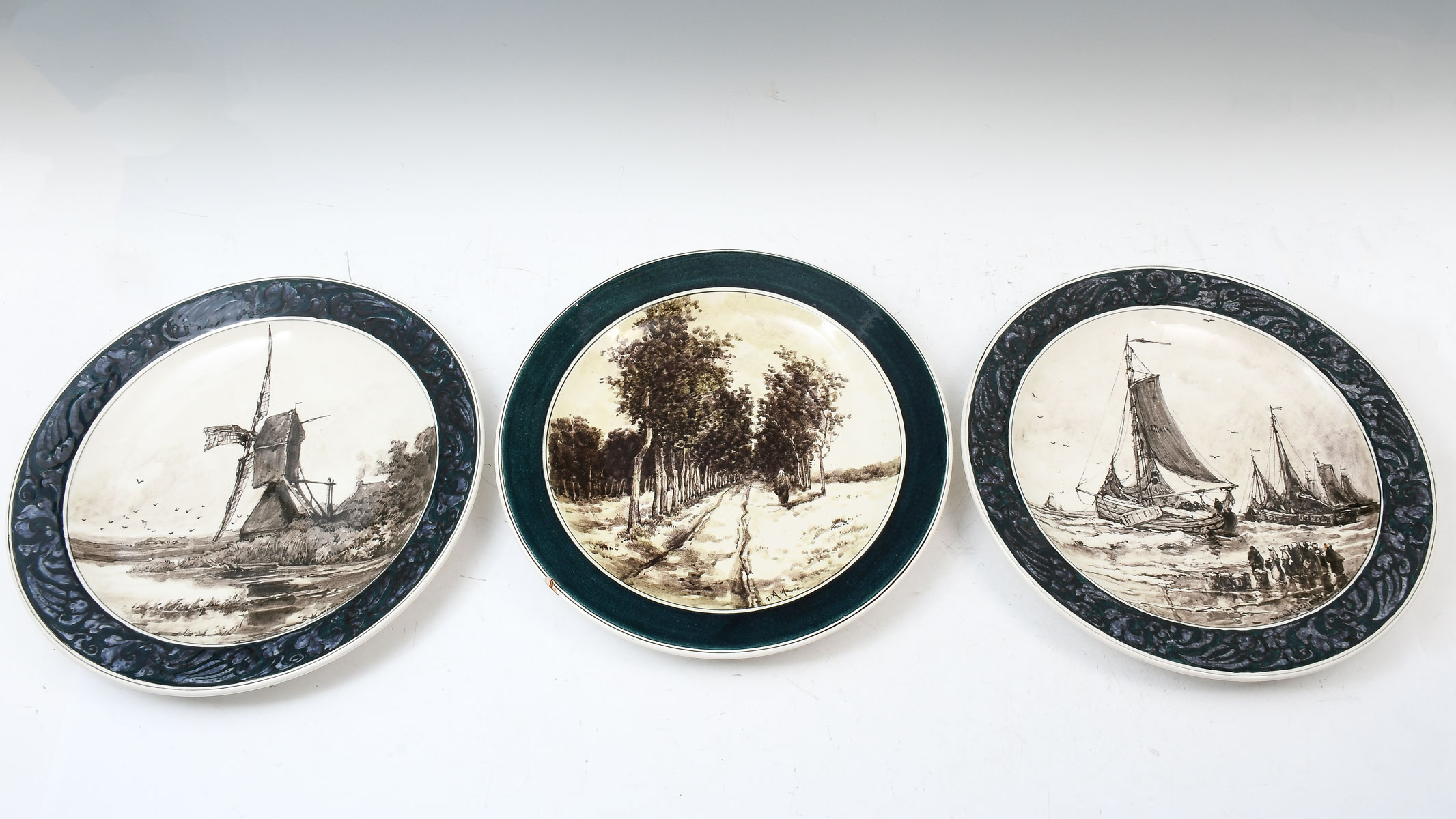 3 PC. ROZENBURG POTTERY CHARGERS: