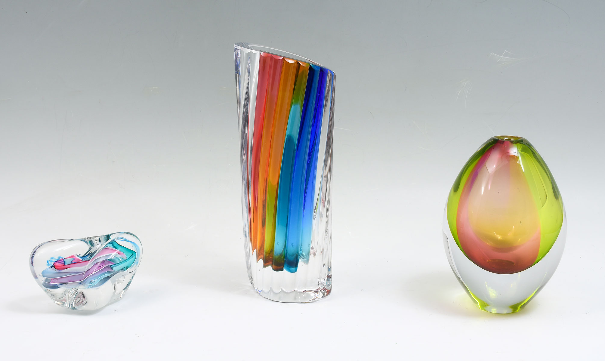 3 PC. SIGNED ART GLASS