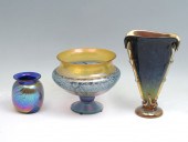 3 PC. SIGNED ART GLASS VASES: