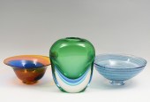 3-PC. SIGNED ART GLASS BOWLS &