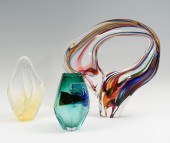 3-PC. SIGNED ART GLASS SCULPTU