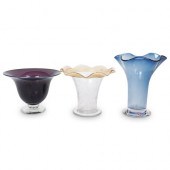 (3 PC) SIGNED GLASS VASESDESCR
