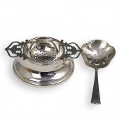 (3 PC) SILVER TEA STRAINER AND